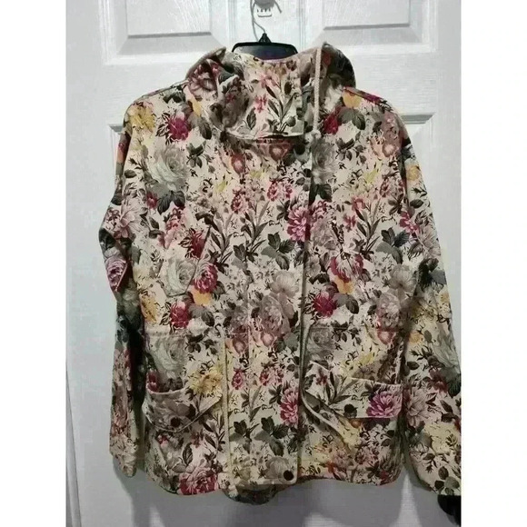 Margot Floral Hooded Full Zip Snap Button Coat Jacket With Pockets Size XSMALL - Picture 4 of 16